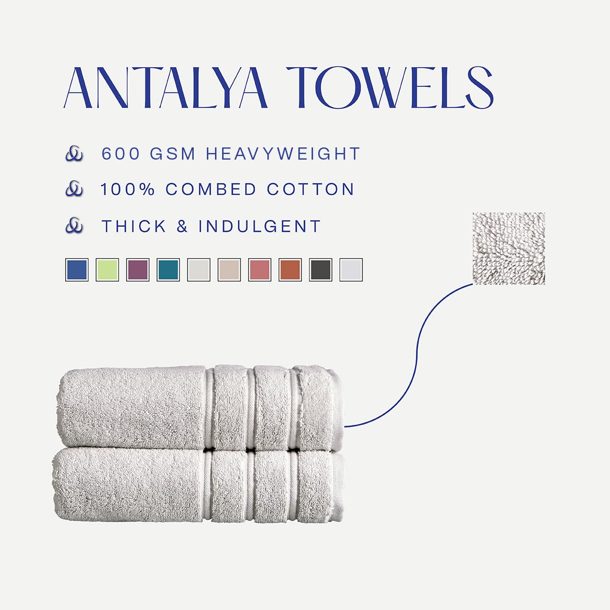 Christy Antalya Large Bath Towels | Set of 6 | 100% Turkish Cotton